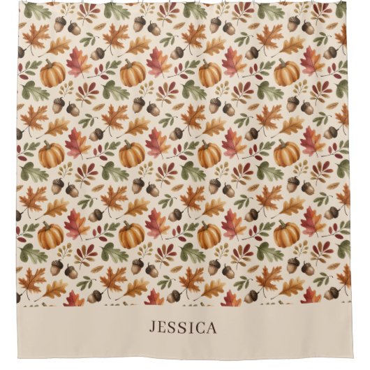 パーオンライ自然ズ秋オレンジウォーター離れカラー シャワーカーテン (正面)