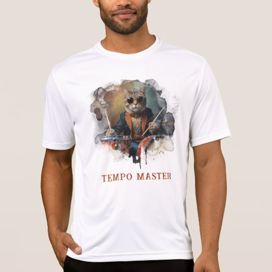 *~*パーカッショニストクールキャットフォーカストドラマーAP91 Tシャツ (正面)