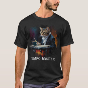 *~*パーカッショニストクール猫AP91ドラマーTUXEDO Tシャツ