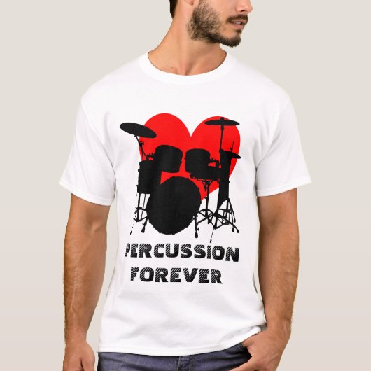 パーカッションを常におもしろいカスタマイズ Tシャツ (正面)