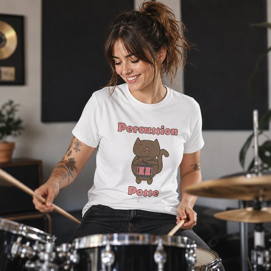 パーカッションポッセ - かわいいドラマー猫 Tシャツ