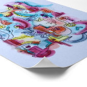 パーカッション手絵を描抽象芸術水彩画 ポスター (角)