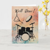 パーカッション・ドラム音楽演奏お祝い カード (黄色い花)