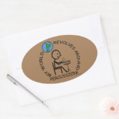 パーカッション – ワールドのまわりにリボルブオーバルステッカー 楕円形シール (封筒)