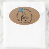 パーカッション – ワールドのまわりにリボルブオーバルステッカー 楕円形シール (バッグ)