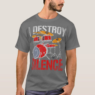 パーカッションIは沈黙レトロドラムを破壊 Tシャツ