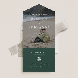 パーカモダンー写真シールと送結婚信 オールインワン招待状