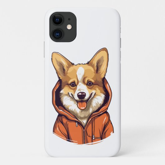 パーカーを着たコーギーの面白いデザイン Case-Mate iPhoneケース (裏面)