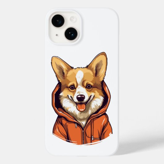 パーカーを着たコーギーの面白いデザイン Case-Mate iPhoneケース (裏面)