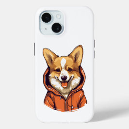 パーカーを着たコーギー iPhone 15ケース