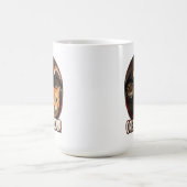 パーカーを着た猫がドアを開ける コーヒーマグカップ (中央)
