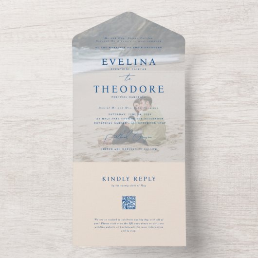 パーカーフォトシールと送信結婚式招待状 オールインワン招待状 (内側)