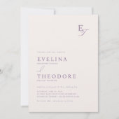 パーカーラベンダーモエレガントノグラム結婚ズ 招待状 (正面)