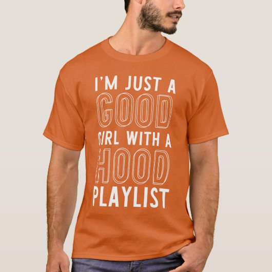 パーカー付きのプレイリストの引用楽曲ギフト Tシャツ (正面)