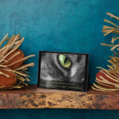 パーカー引用文プラーク付き好奇心ネコ フォトプラーク (側面)