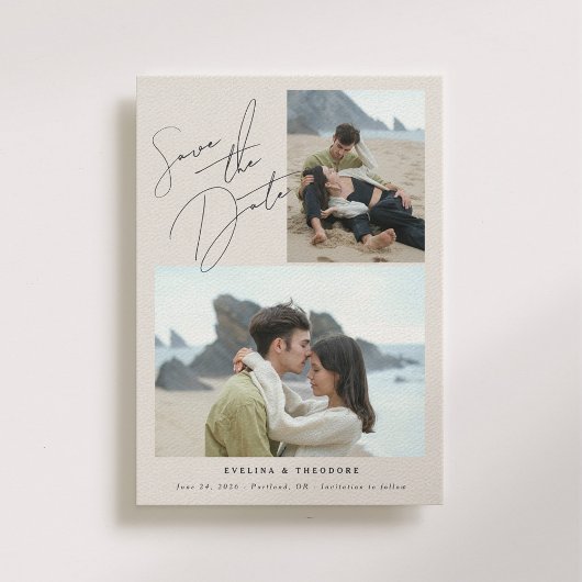 パーカー2枚の写真モダンの結婚式の日付を保存 セーブザデート