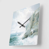 パーガトリークリフファインアートウォーターカラーシースケープ スクエア壁時計 (傾斜)
