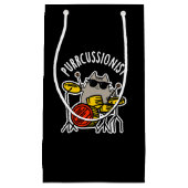 パーキュショニストおもしろいドラマー猫プンダークBG スモールペーパーバッグ (正面)