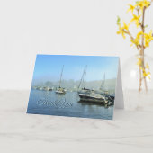 パーキンズの入江、メインの帆ボートは感謝していしています カード (黄色い花)