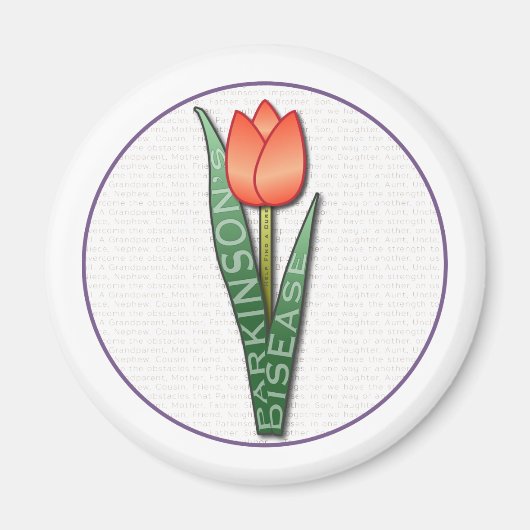 パーキンソンズがキュアチューリップを見つける マグネット (正面)