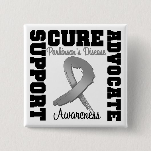 パーキンソン病に対する支援Advocate Cure 缶バッジ (正面)