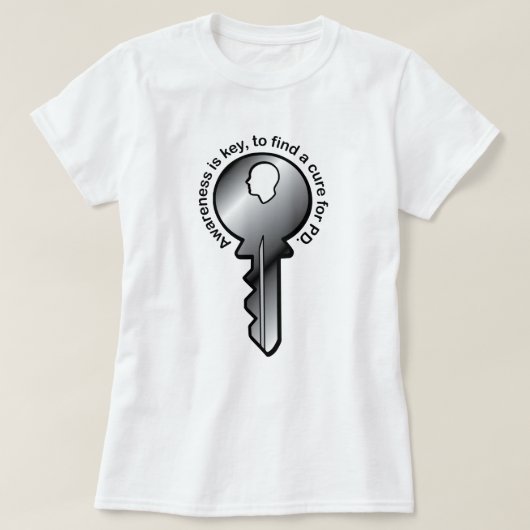 パーキンソン認識度は鍵 Tシャツ (デザイン正面)