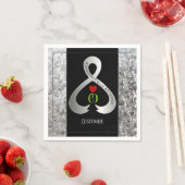 パーキンソン認識度リボンブラックとシルバー2 スタンダードカクテルナプキン (インサイチュ)