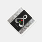 パーキンソン認識度リボンブラックとシルバー2 スタンダードカクテルナプキン (角)