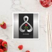 パーキンソン認識度リボンブラックとシルバー スタンダードカクテルナプキン (インサイチュ)