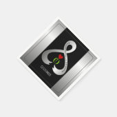 パーキンソン認識度リボンブラックとシルバー スタンダードカクテルナプキン (角)