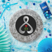 パーキンソン認識度リボンブラックとシルバー ペーパープレート (パーティー)