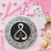 パーキンソン認識度リボンブラックとシルバー ペーパープレート (パーティー)