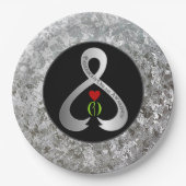 パーキンソン認識度リボンブラックとシルバー ペーパープレート (正面)