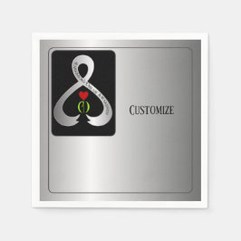 パーキンソン認識度リボン銀 スタンダードカクテルナプキン