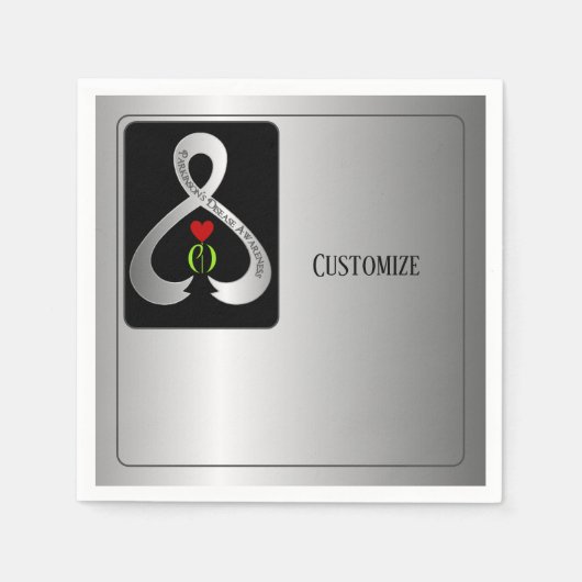 パーキンソン認識度リボン銀 スタンダードカクテルナプキン (正面)