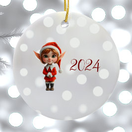 パーキーガールクリスマス小妖精や小人セラミックオーナメント セラミックオーナメント
