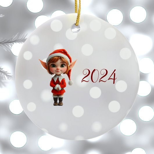 パーキーガールクリスマス小妖精や小人セラミックオーナメント セラミックオーナメント