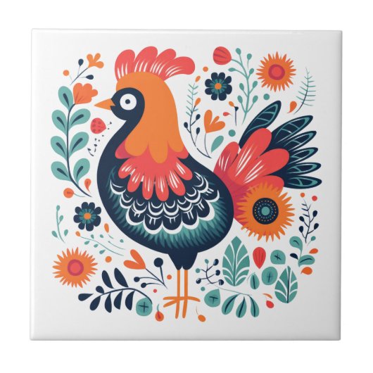 パーキーロースタースカンジナビアフォークアート タイル (正面)