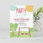 パークでの遊び場の誕生日パーティー 招待状 (スタンド正面)