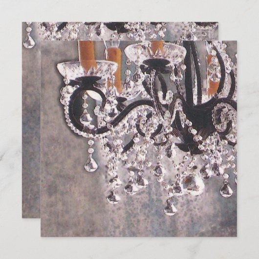 パークアベニューシャンデリア 〜 ご招待/出欠返信 5.25x5.25 招待状 (正面/裏面)