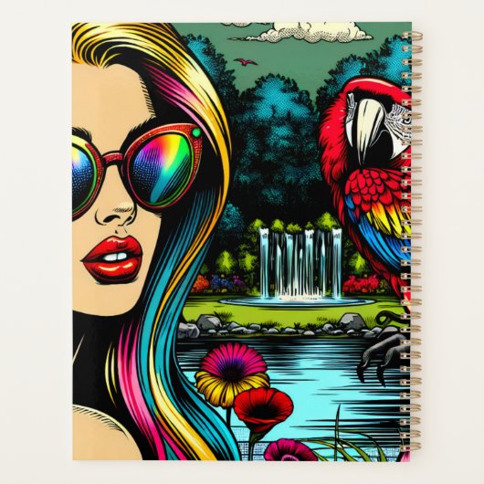 パークアートの中の女とポップ・アートの鸚鵡 プランナー手帳 (裏面)