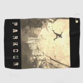 パークアーバンフリーランニングのフリースタイリングアートセピア ゴルフタオル (横)