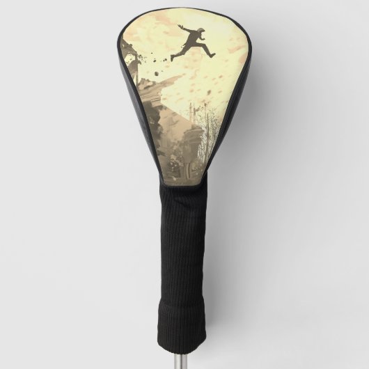 パークアーバンフリーランニングズフリースタイリングアートセピア ゴルフヘッドカバー (正面)