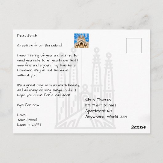 パークグエルバルセロナスペインモダン ポストカード (裏面)