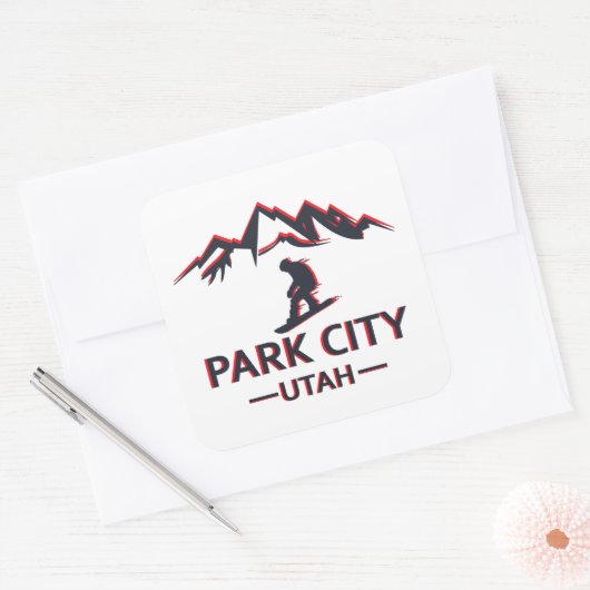 パークシティユタのスノーボード スクエアシール (封筒)