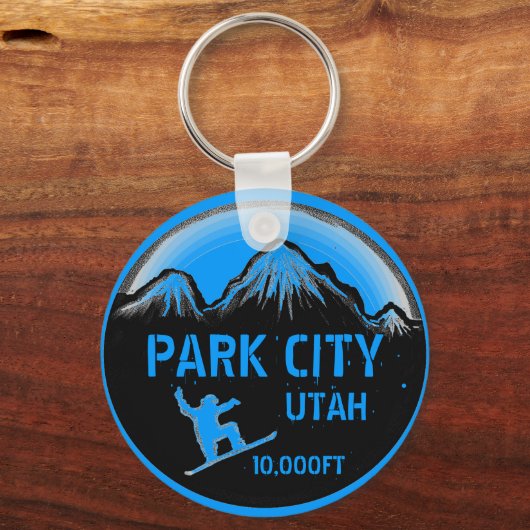 パークシティユタブルースノーボードアートキーチェーン キーホルダー (正面)