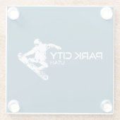 パークシティ・ユタ州のスノーボーダー ガラスコースター (裏面)