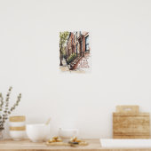 パークスロープのアフタヌーンブラウンス톤水彩画 ポスター (キッチン)