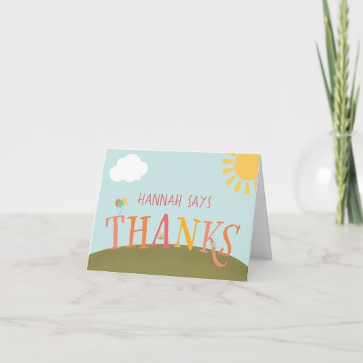 パークバースデーパーティーサンキューカード – ガール サンキューカード (正面)