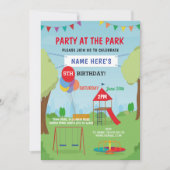 パークバースデーパーティースライドスイングアウトドアおもしろい 招待状 (正面)